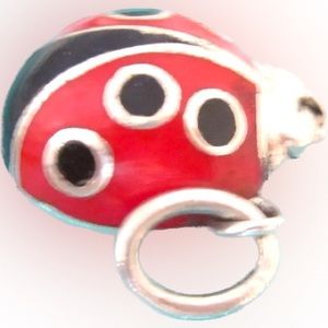 TIFFANY & CO SILVER RED ENAMEL LADYBUG CHARM PENDANT